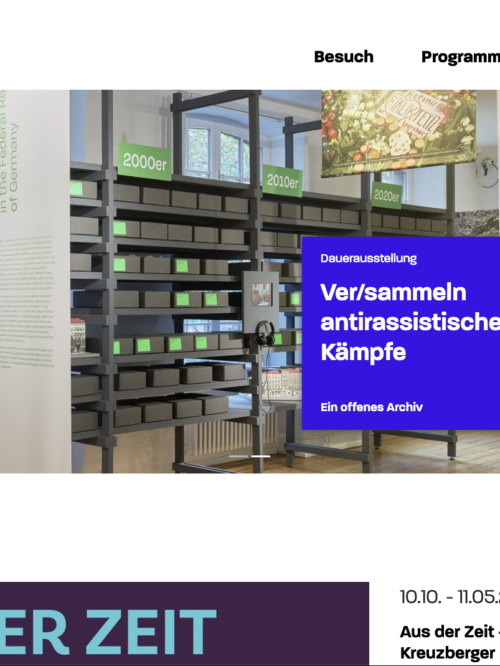 Blick auf die Startseite der Webseite des FHXB Friedrichshain-Kreuzberg Museums