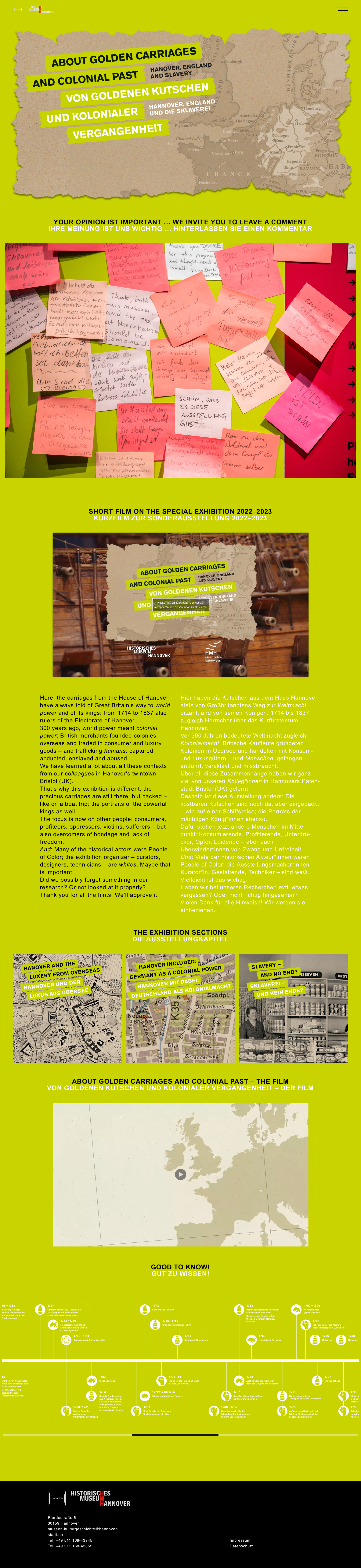 Blick auf die gesamte Startseite der Webseite "www.kolonialismus-hannover.de"